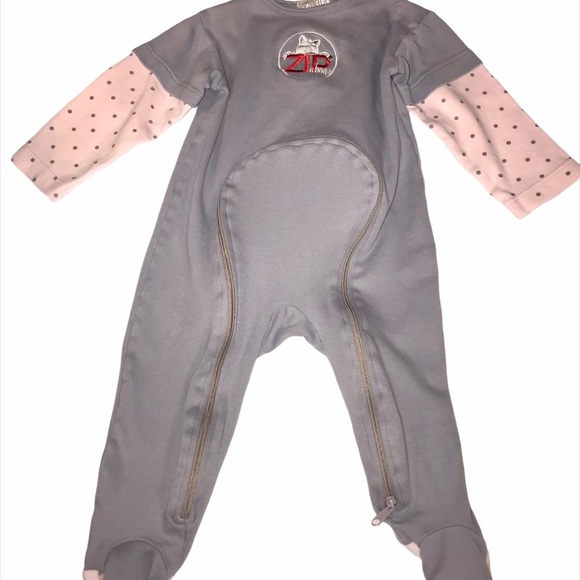 Zipaboo 3-6m Footed Zippered Sleeper Grey Unisex - Picture 1 of 3